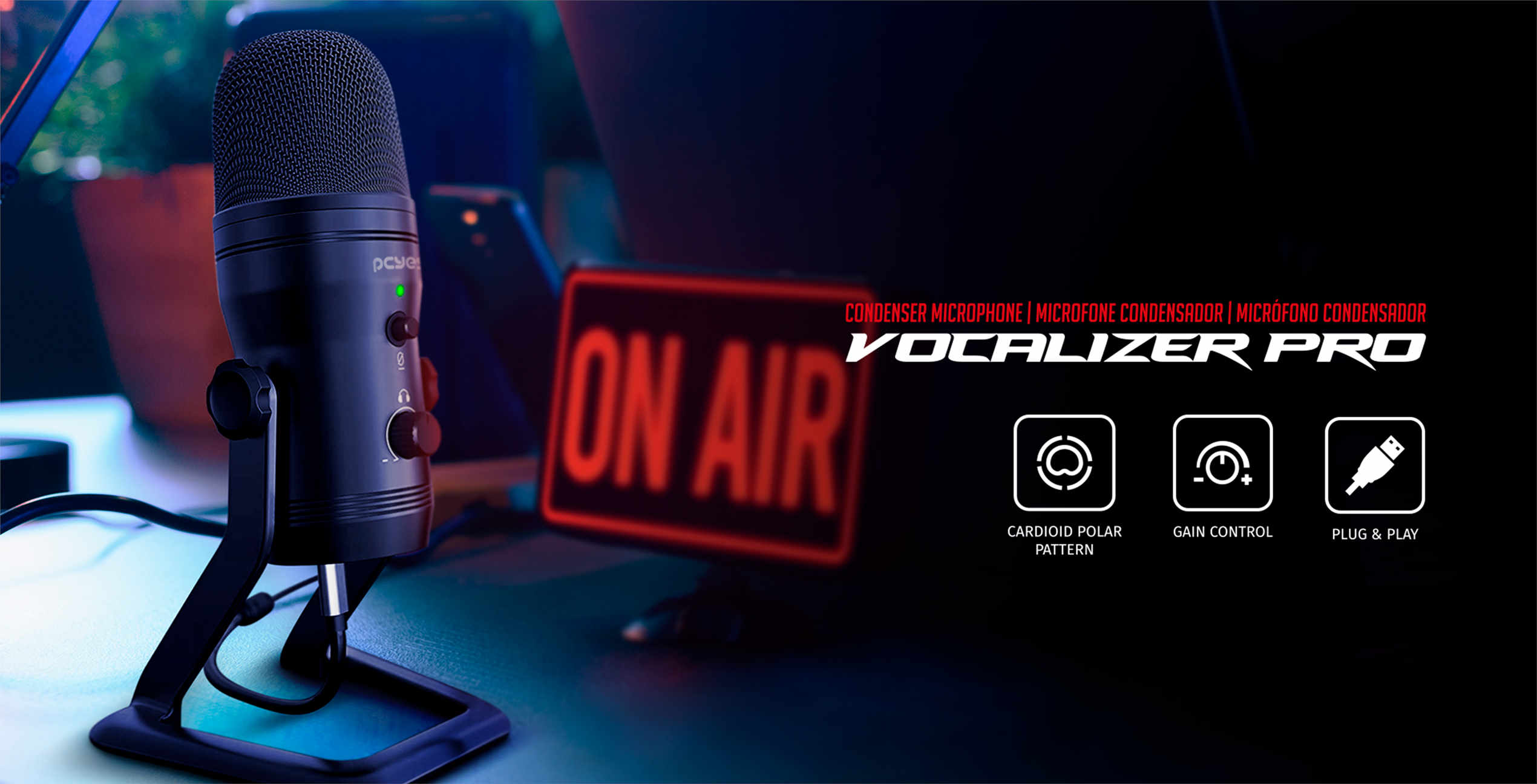 microfone condensador vocalizer pro pmcvp01 - pcyes